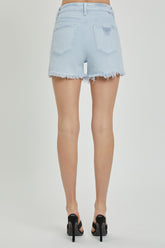 RISEN Full Size High Rise Distressed Detail Denim Shorts